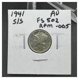 1941-S/S Mercury Silver Dime