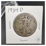 1934 D Walking Liberty Half Dollar