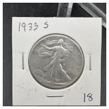 1933 S Walking Liberty Half Dollar