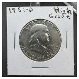 1951-D Franklin Silver Half Dollar