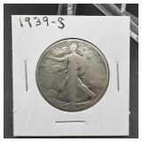 1939-S Walking Liberty Silver Half Dollar
