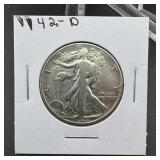 1942-D Walking Liberty Silver Half Dollar