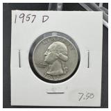 1957-D Washington Silver Quarter