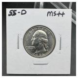 1955-D Washington Silver Quarter