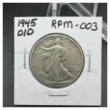 1945 Walking Liberty Silver Half Dollar