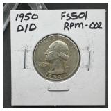 1950-D/D Washington Silver Quarter