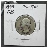 1937-D/S Washington Silver Quarter