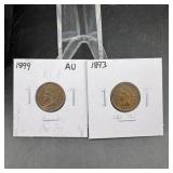 (2) Indian Head Cents