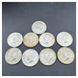 (9) 40% Kennedy Silver Half Dollars