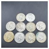 (10) 40% Silver Kennedy Half Dollars