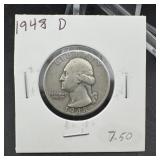 1948-D Washington Silver Quarter
