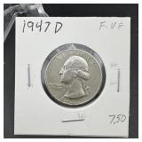 1947-D Washington Silver Quarter