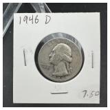1946-D Washington Silver Quarter