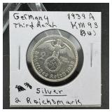 1939 German Silver Coin