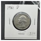 1961-D Washington Silver Quarter