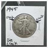 1945 Peace Silver Dollar - Cracked Die