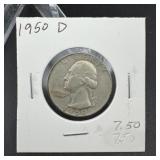 1950-D Washington Silver Quarter