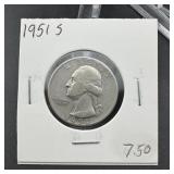 1951-S Washington Silver Quarter