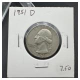 1951-D Washington Silver Quarter