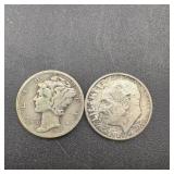 (2) Silver Roosevelt Dimes