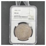 1896 Morgan Silver Dollar - NGC MS 64