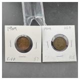 (2) 1909 Wheat Pennies