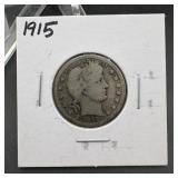 1915 Barber Silver Quarter
