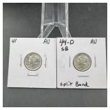 (2) Mercury Silver Dimes - 1941 & 1944-D
