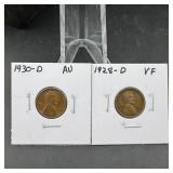 (2) wheat cents 1930-d 1928-d