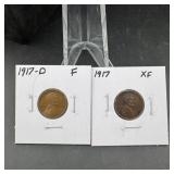 (2) wheat cents 1917&1917-d