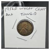 1956-D Lincoln Wheat Cent Toned