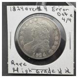 1824/4 Capped Bust Silver Half Dollar