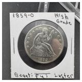 1859-O Seated Liberty Silver Half Dollar