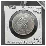1853 Seated Liberty Silver Half Dollar