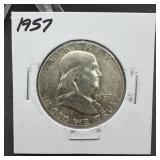 1957 Franklin silver half dollar