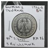 1936 German Silver Coin