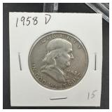 1958-D Franklin Silver Half Dollar