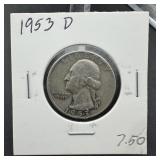 1953-D Washington Silver Quarter