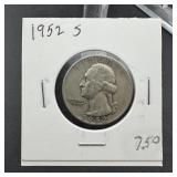 1952-S Washington Silver Quarter