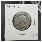 1954-S Washington Silver Quarter