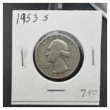 1953-S Washington Silver Quarter