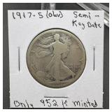 1917-S Obverse Walking Liberty Silver Half Dollar