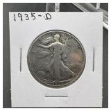 1935-D Walking Liberty Silver Half Dollar