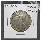 1918-S Walking Liberty Silver Half Dollar