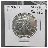 1942-D Walking Liberty Silver Half Dollar