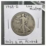 1929-D Walking Liberty Silver Half Dollar