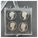 (4) Engraved Mercury Silver Dimes