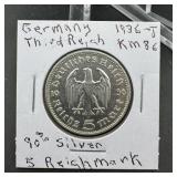 1936 German Silver Coin