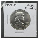 1958-D Franklin Silver Half Dollar