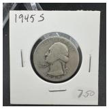 1945-S Washington Silver Quarter